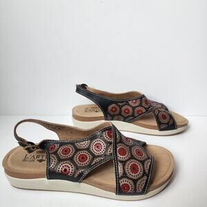 Spring Step L'Artiste Sandals Erice Womens Size 40 EU 9 US Black Red Cutout